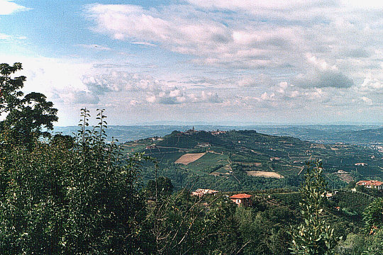 View of Langhe landscape from Montelupo