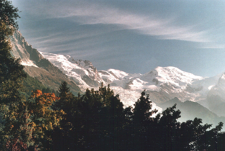 Northern slopes of Mont Blanc seen from Chamonix